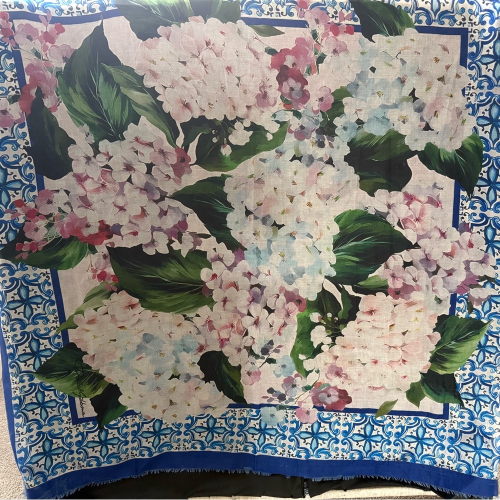 Floral Blue and Green Scarf